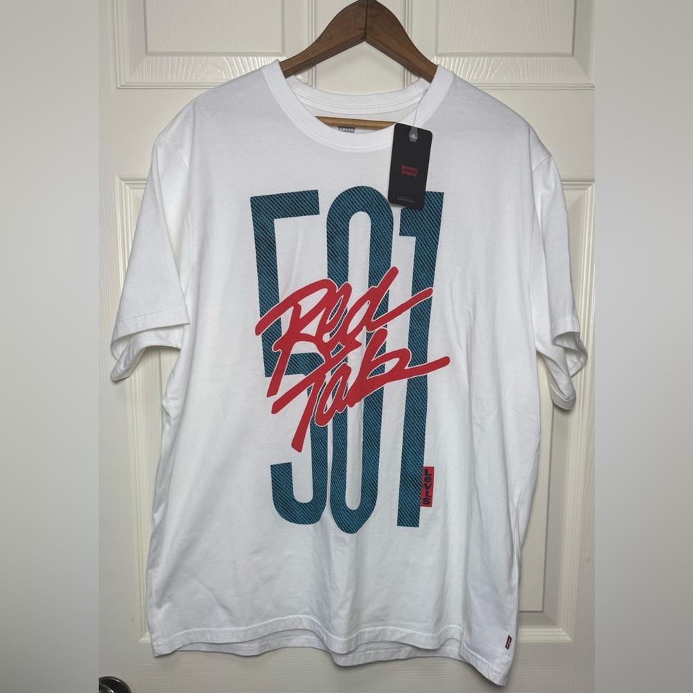 Levi's White Tee with Red and Blue Graphic